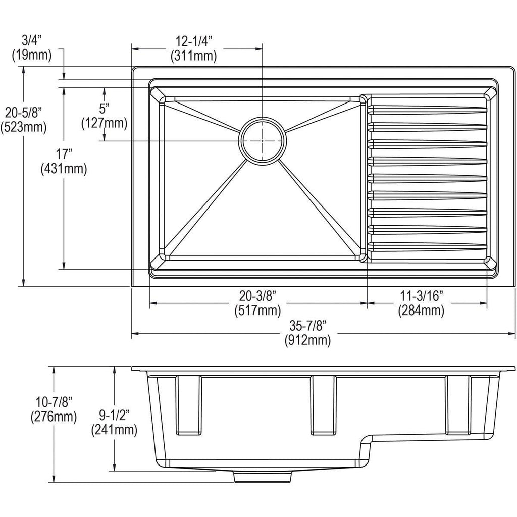Quartz Composite Undermount Single Basin Kitchen Sink W99854