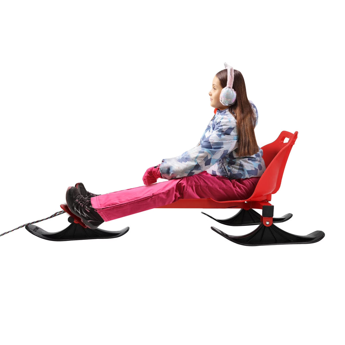 Steel Frame Snow Scooter Sled Ski Slider with Steering Pedal T812