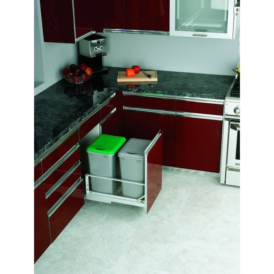 White Double 35-Quart Pull Out Waste Containers O70498