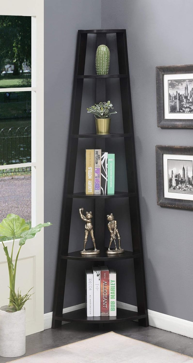5 Tier Corner Bookcase, Black E847