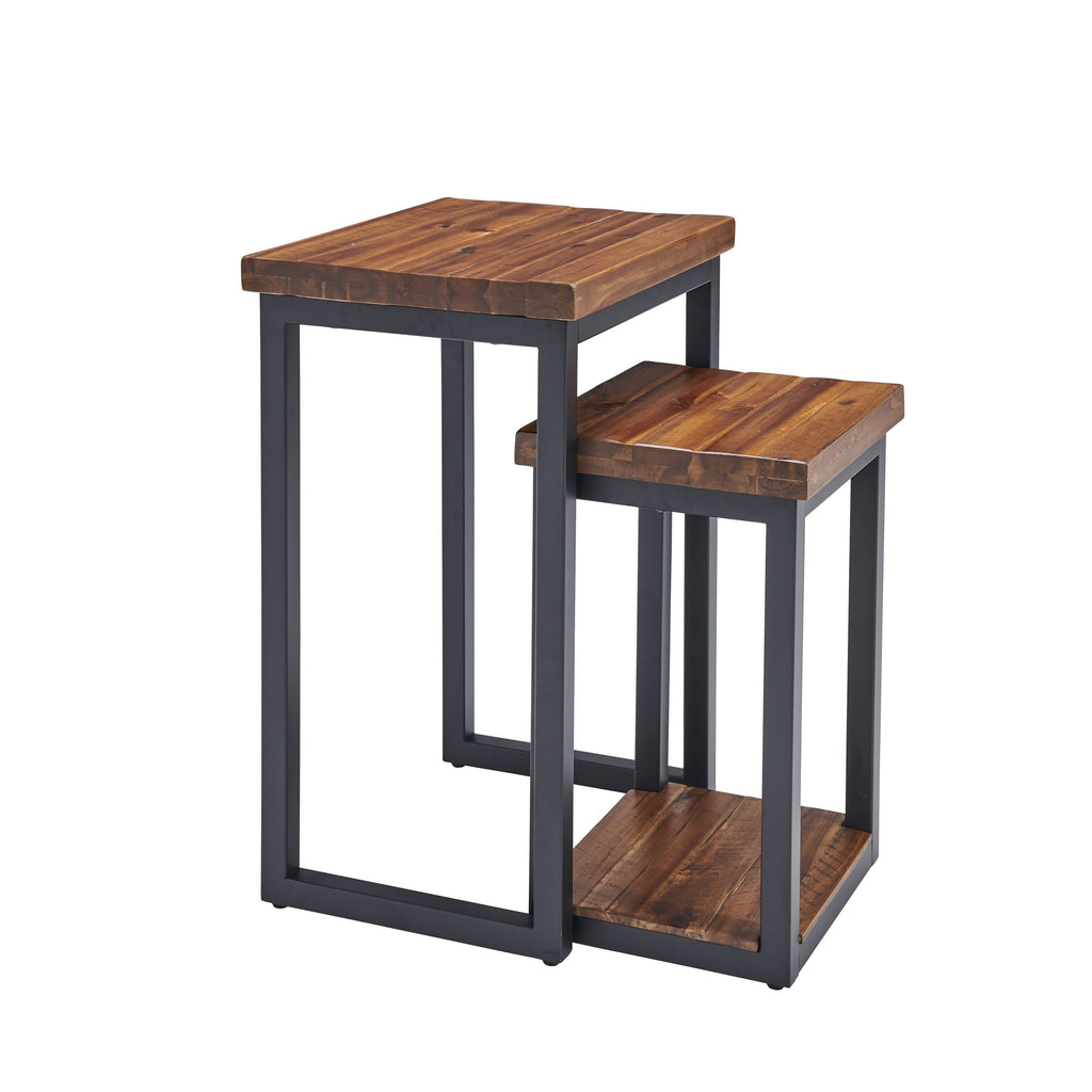 Rustic Wood Nesting End Tables (Set of 2) A89999