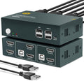 KVM Switch HDMI Dual Monitor 2 Port, 4K@60Hz, 2 USB 2.0 Hub, 4 HDMI Cables, 2 USB Cables C89744
