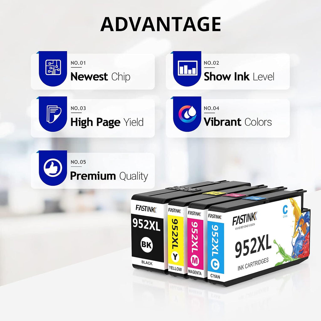Compatible HP 952xl Ink Cartridges Combo Pack, 1 Black 1 Cyan 1 Magenta 1 Yellow, Pack of 2 R3362
