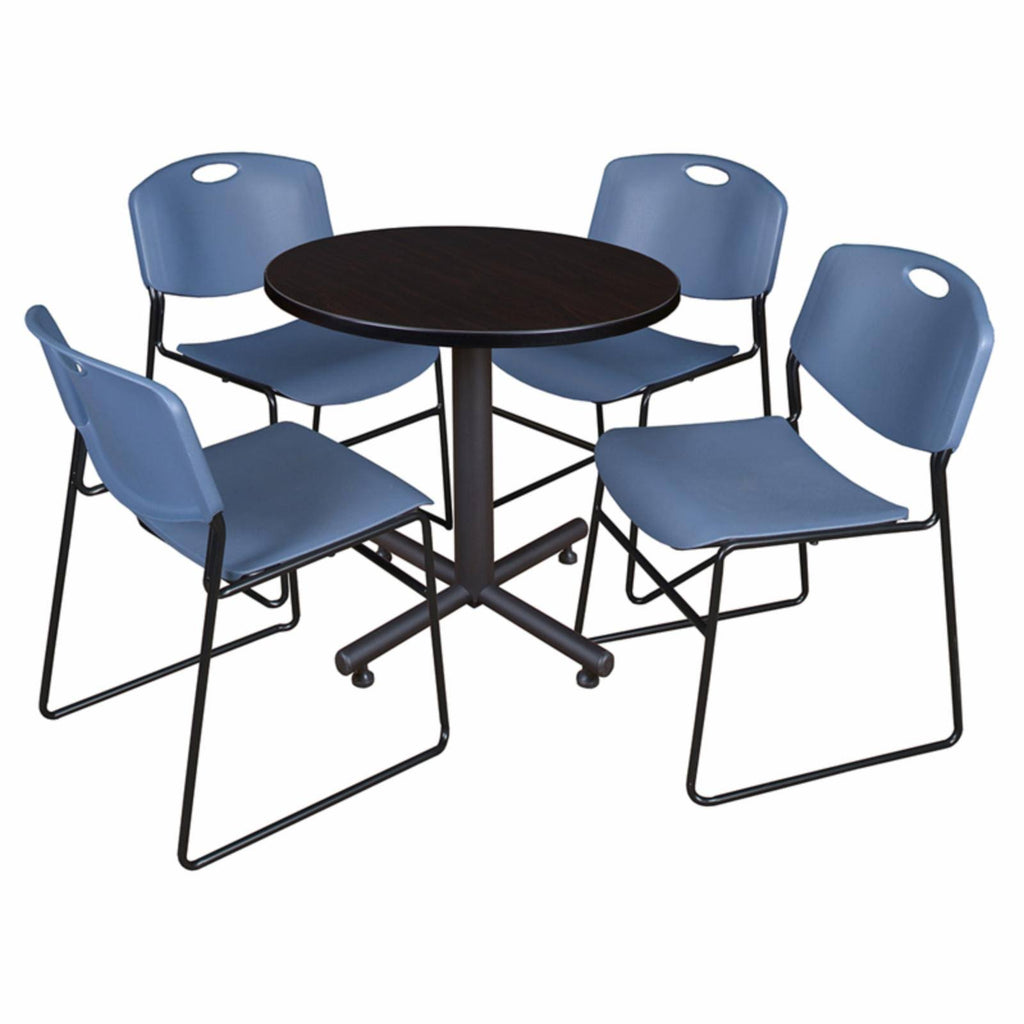 Round Breakroom Table with 4 Stack Chairs R11449