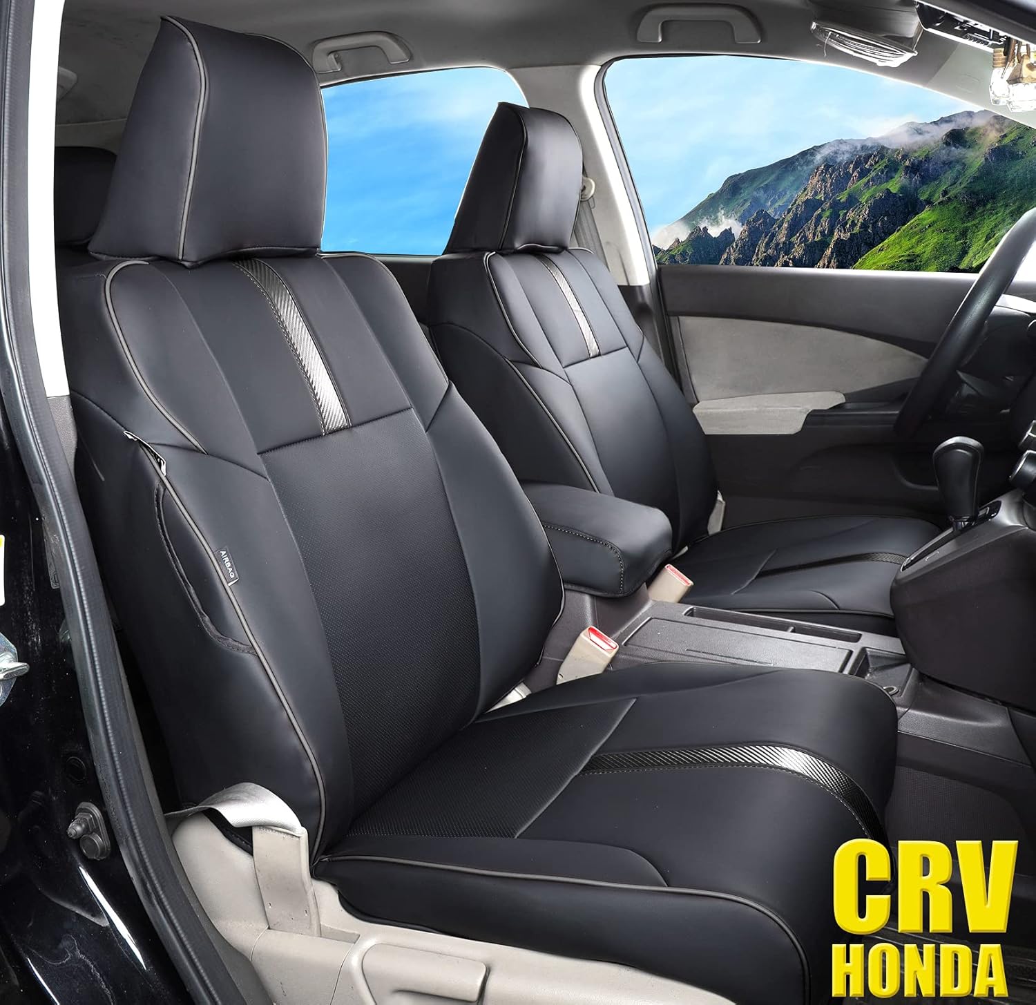 Beige Waterproof Faux Leather Car Seat Covers for Honda CRV 2017-2023 C160