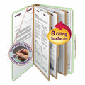 Legal Eight-Section Gray/Green Pressboard Classification Folders 10/Box U17366