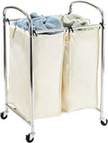 Pure White 3-Bag Laundry Hamper Sorter Cart X5560