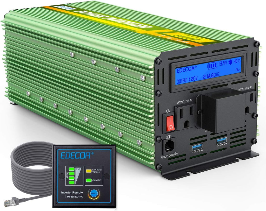 3000 Watt Power Inverter DC 12V to AC 110V 120V with LCD Display and Remote Controller G888739