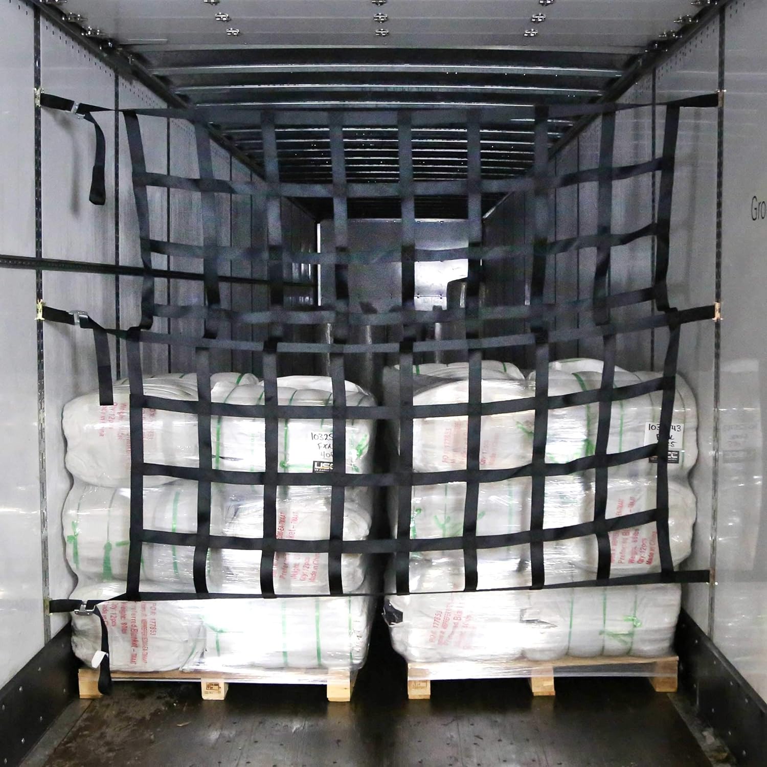 Heavy Duty Cargo Net with Cam Buckles and E-Track Fittings, 82 Inches by 82 Inches, 8 Inch by 8 Inch Holes X549