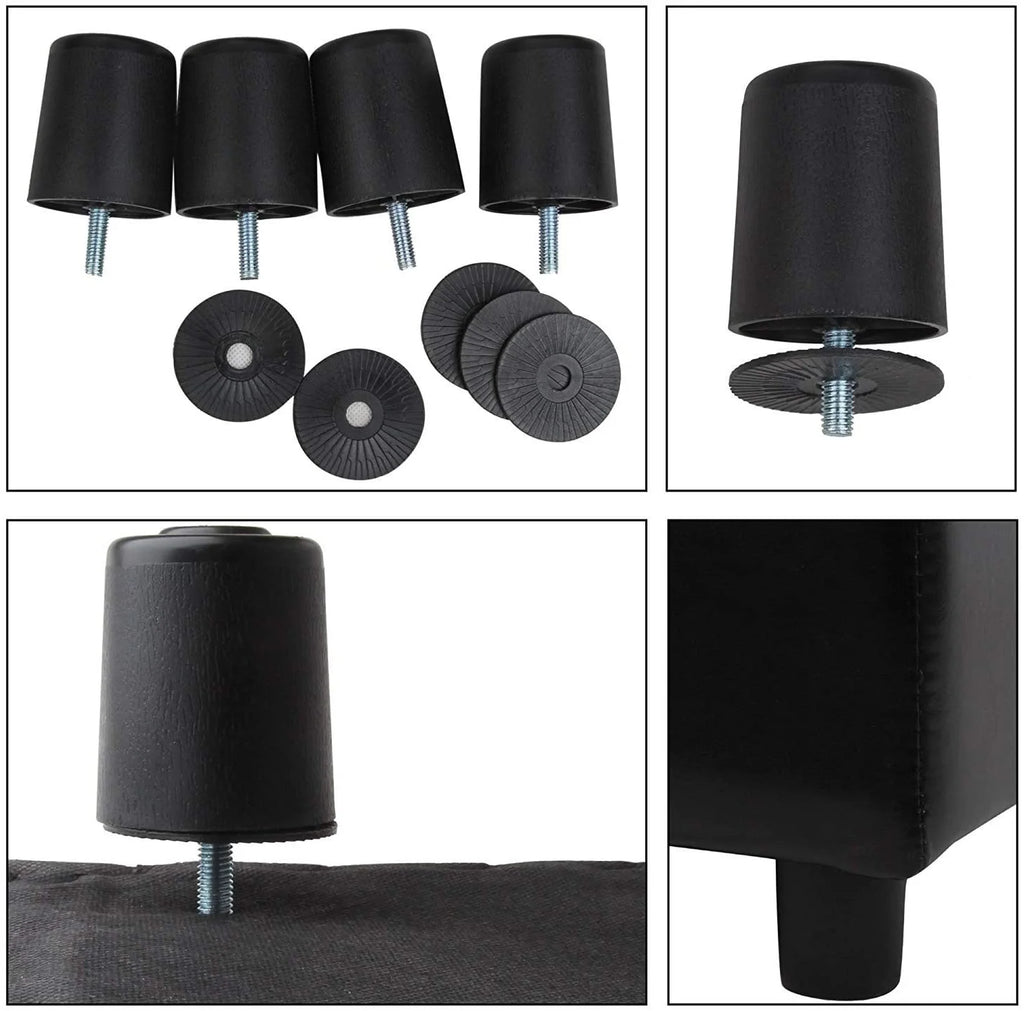 Black Tufted Leather Storage Ottoman Cube Foot Rest H86762