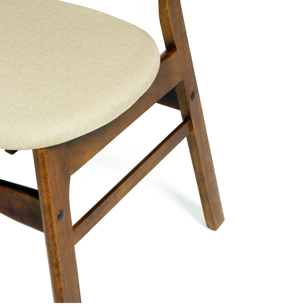 Beige Solid Wood Upholstered Dining Side Chair Set of 2 M17764