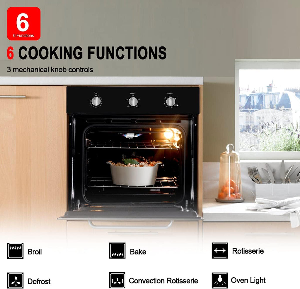 24 Built-in Natural Gas Wall Oven with Rotisserie, Black Glass Q584113