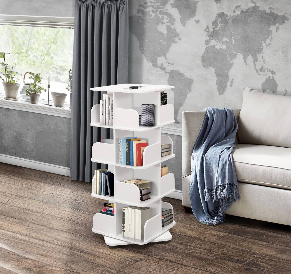 White Revolving Tall Bookcase R50607