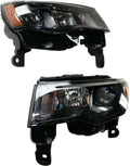 Head Light Assembly Driver and Passenger Side with Bulbs Black Housing K75393