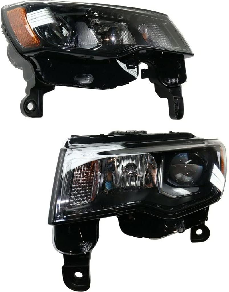 Head Light Assembly Driver and Passenger Side with Bulbs Black Housing K75393