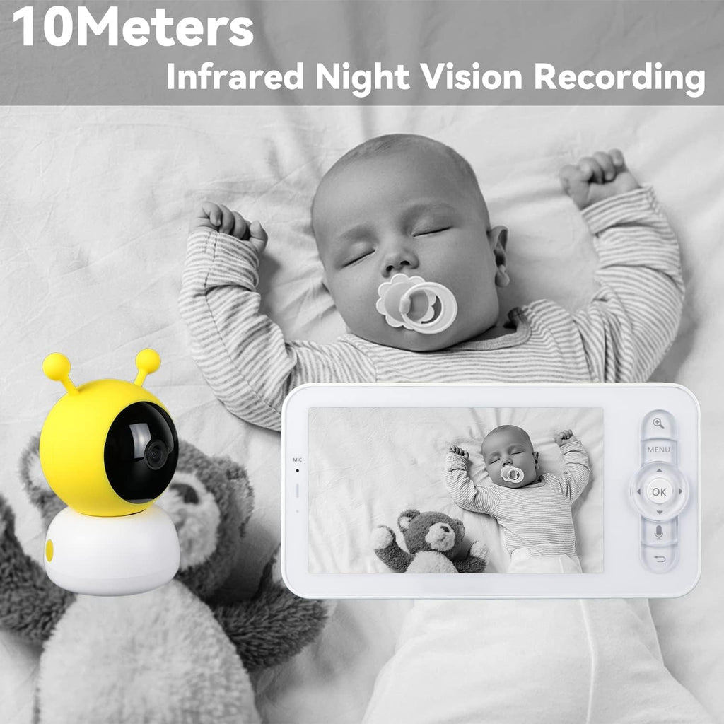 5" Video Baby Monitor with App and Screen, 1080p Digital Camera and 720p Display, 2-Way Audio & PIR Remote Pan-Tilt-Zoom via Tuya APP Control - WiFi & Wireless Technology Z992