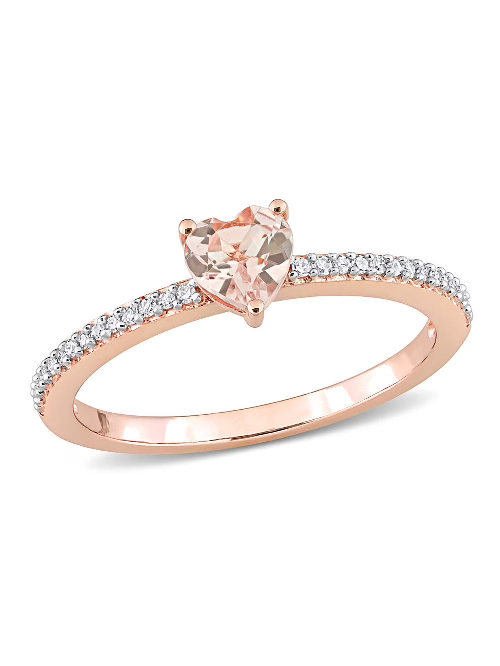 10K Rose Pink Gold Morganite Heart Promise Ring with Diamonds N6128
