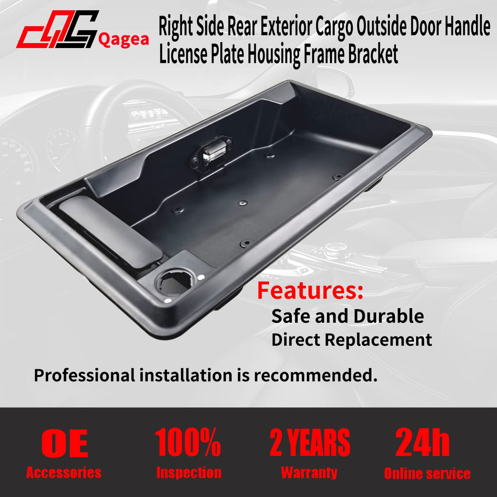 Right Side Rear Exterior Cargo Door Handle & License Plate Housing Frame Bracket for 08-21 Ford E150 E250 E350 E450, Pack of 2 Y719