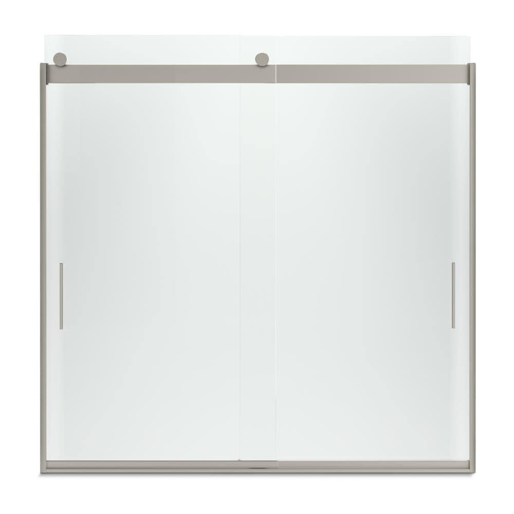 Frameless Sliding Bath Door with Frosted Glass, Matte Nickel Z7744
