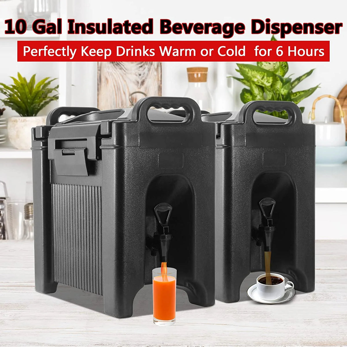 Black Double-Walled Plastic Beverage Dispenser 2Pcs T10284