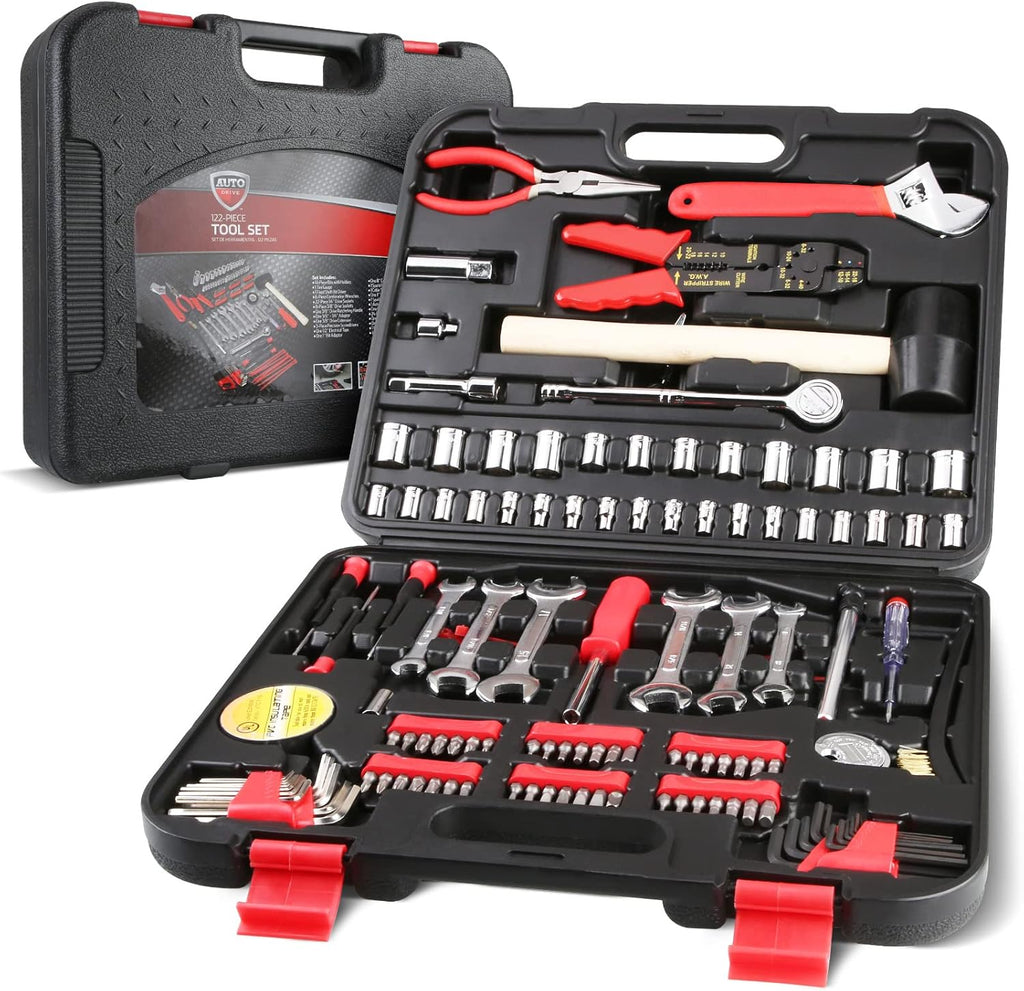 122-Piece General Household Hand Tool Set with Solid Carrying Tool Box B436330