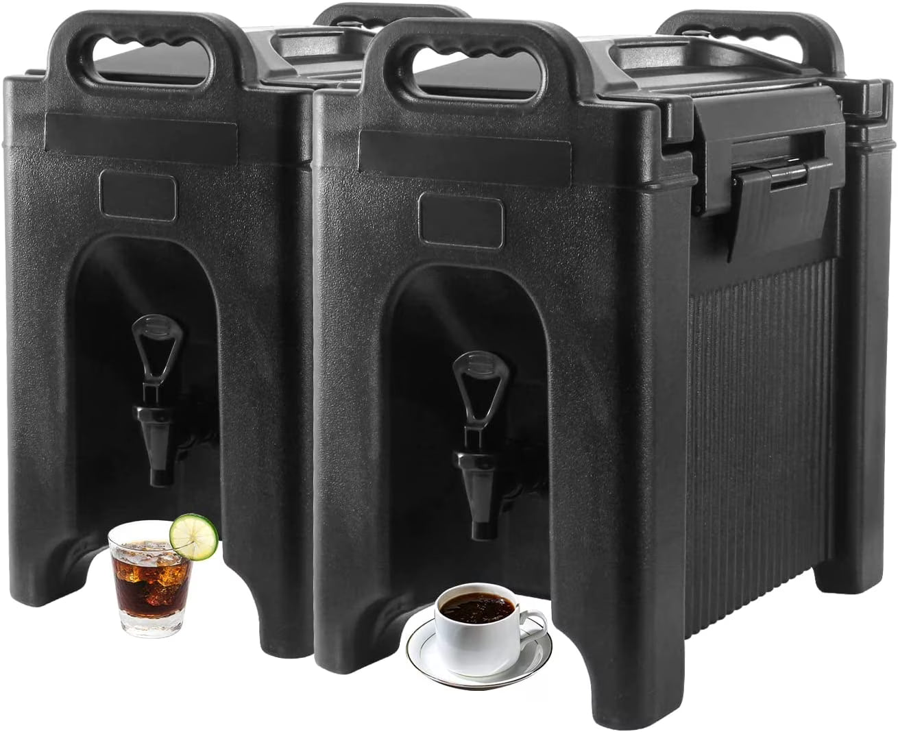 Black Double-Walled Plastic Beverage Dispenser 2Pcs T10284