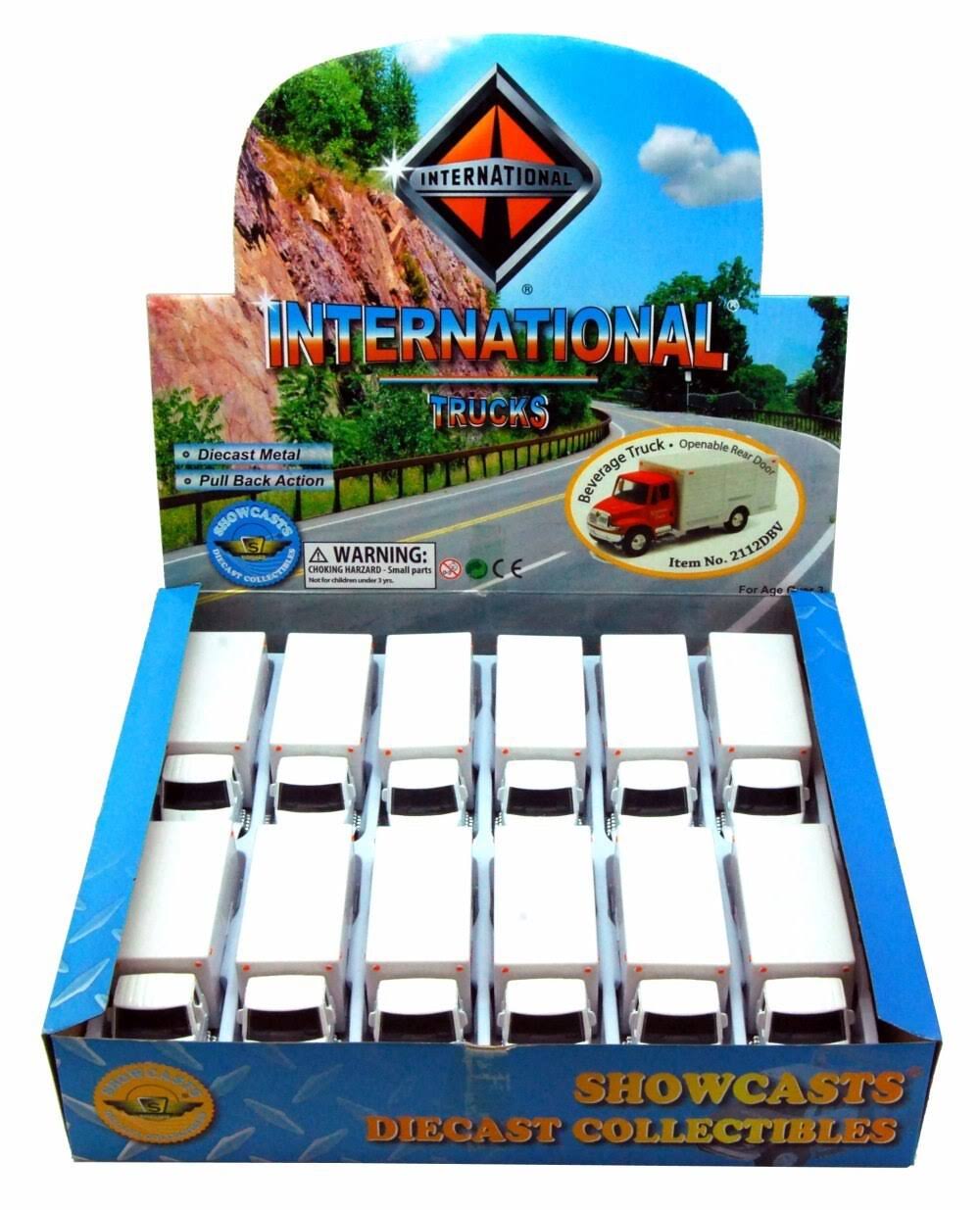 12 Pc Diecast Model Cars - International Beverage Delivery Truck, White, 5.25 inch N716725