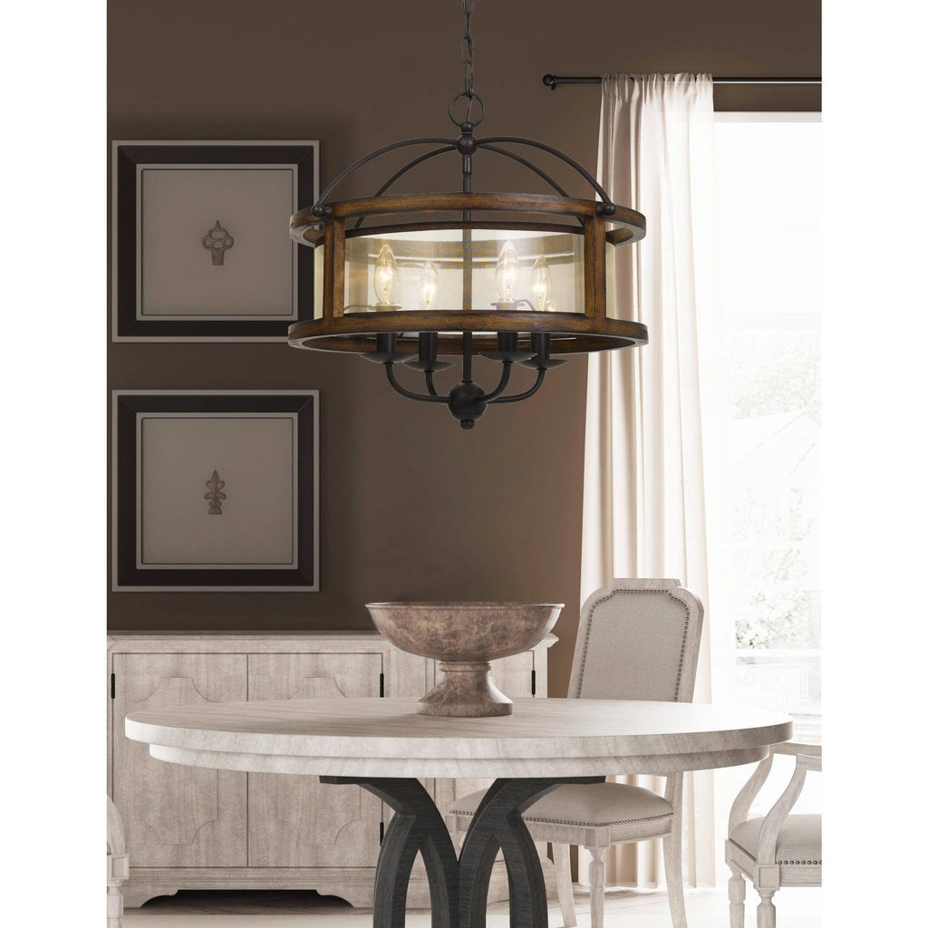4 Light 20x22 Wide Chandelier Wood L6667