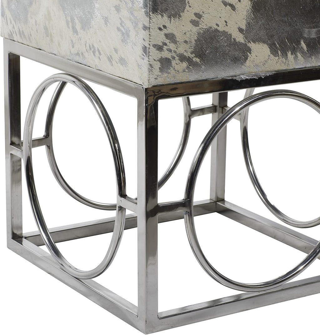 Silver Leather Stool D11997