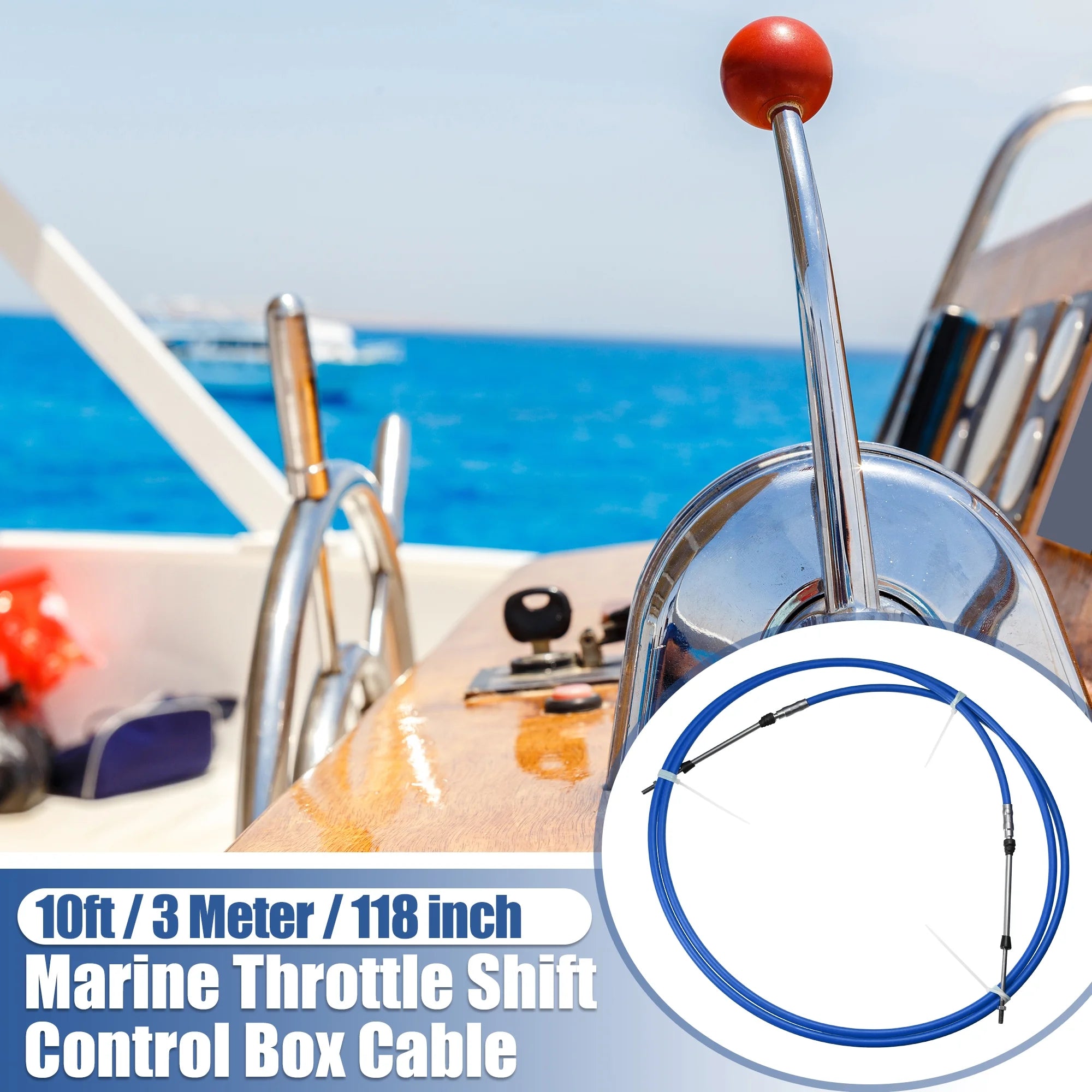 10ft 118 Inch Marine Throttle Shift Remote Control Box Cable for Yamaha Outboard Engine Boat R9438