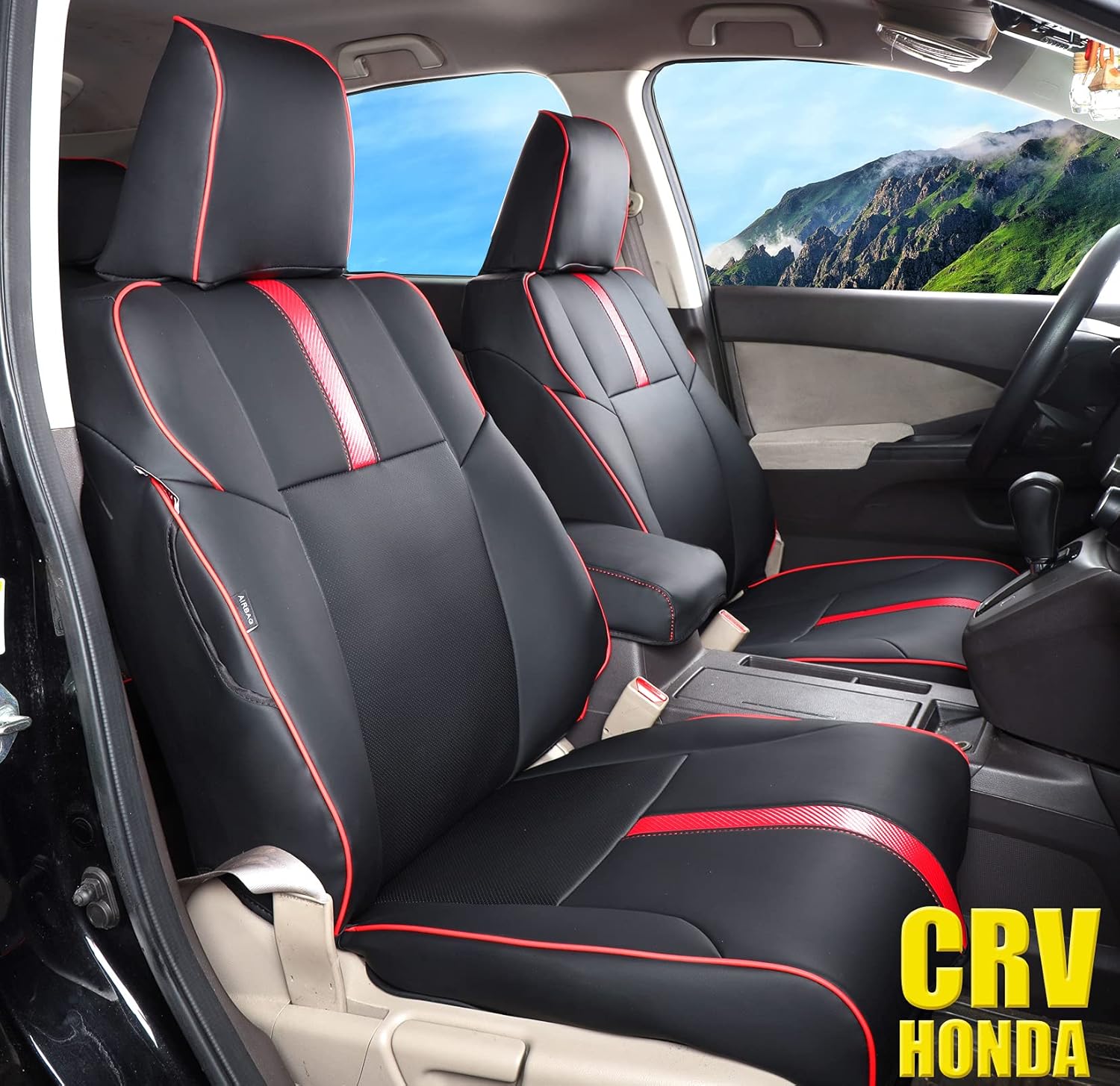 Beige Waterproof Faux Leather Car Seat Covers for Honda CRV 2017-2023 C160