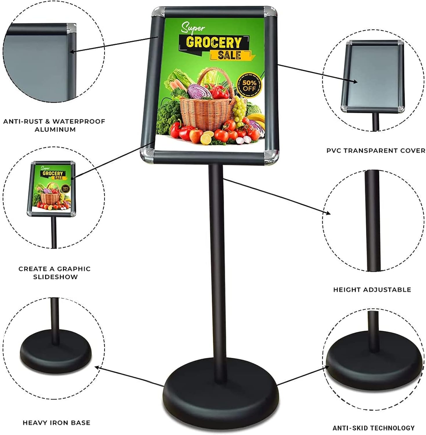 Adjustable Poster Sign Holder, 8.5 x 11 Inches, Pack of 2 C624