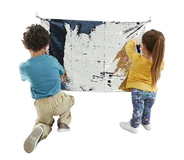 Sensory Sequin Panel, 24 x 36 Inches, Blue/Silver S266
