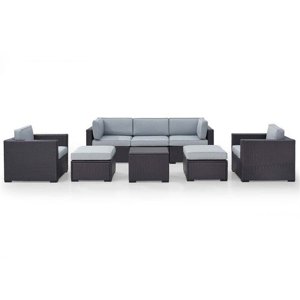 7 Piece Wicker Patio Sofa Set in Brown and Mist A7741