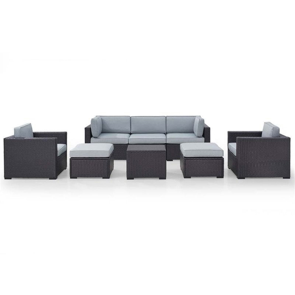 7 Piece Wicker Patio Sofa Set in Brown and Mist A7741