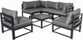 7 Pieces Patio Corner Sofa Set with Coffee Table, Gray D39972