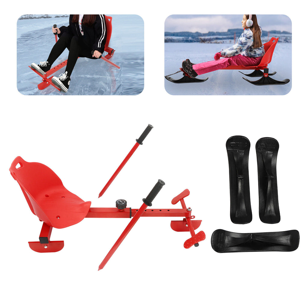 Steel Frame Snow Scooter Sled Ski Slider with Steering Pedal T812