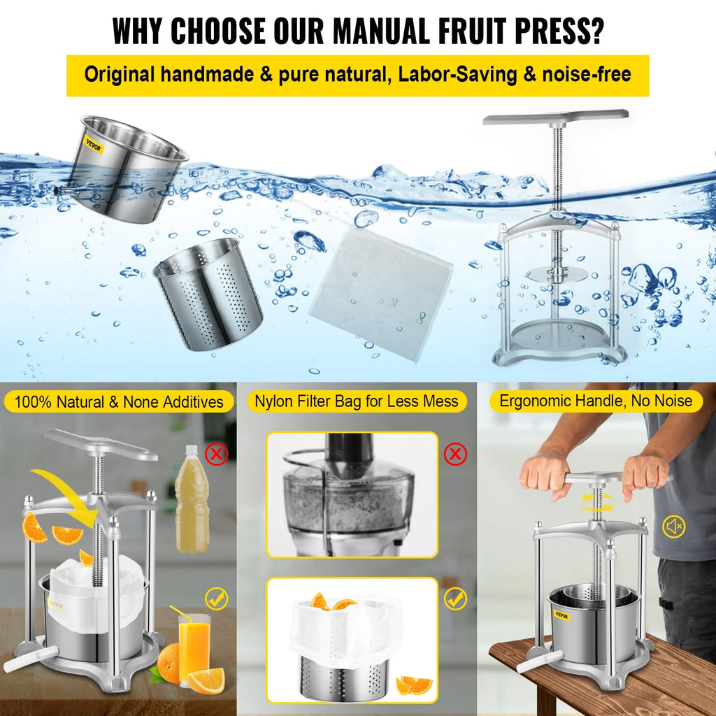 1.6 Gal Stainless Steel Wine Press T75287