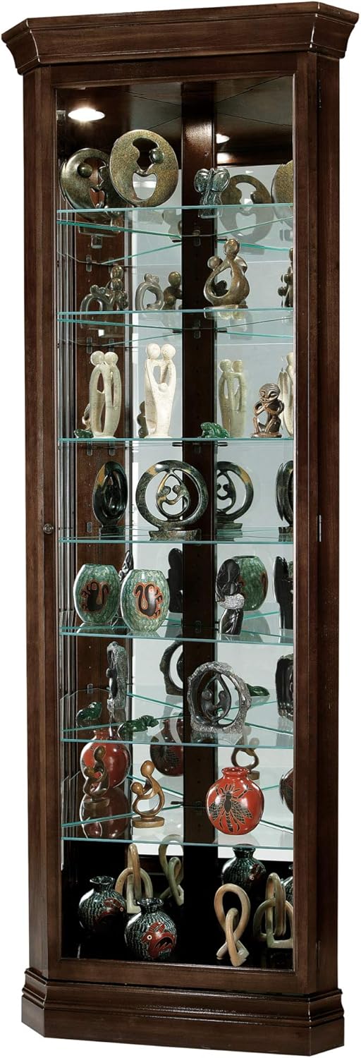 Espresso Curio Cabinet with Seven Glass Shelves and Locking Door K495638