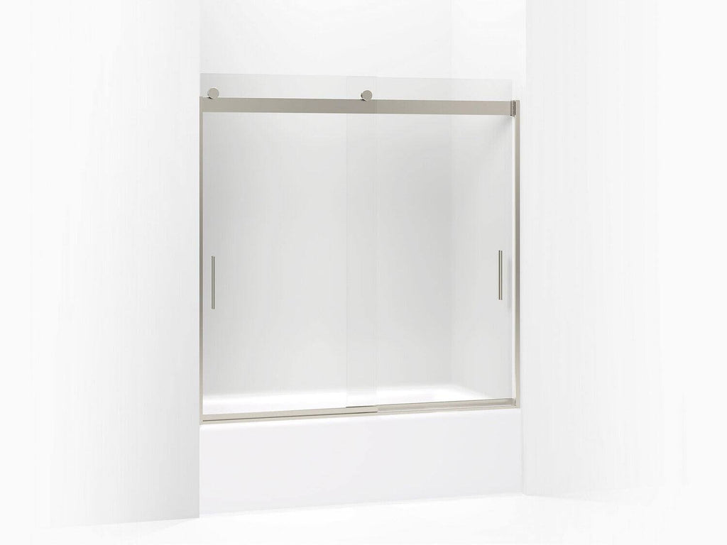 Frameless Sliding Bath Door with Frosted Glass, Matte Nickel Z7744