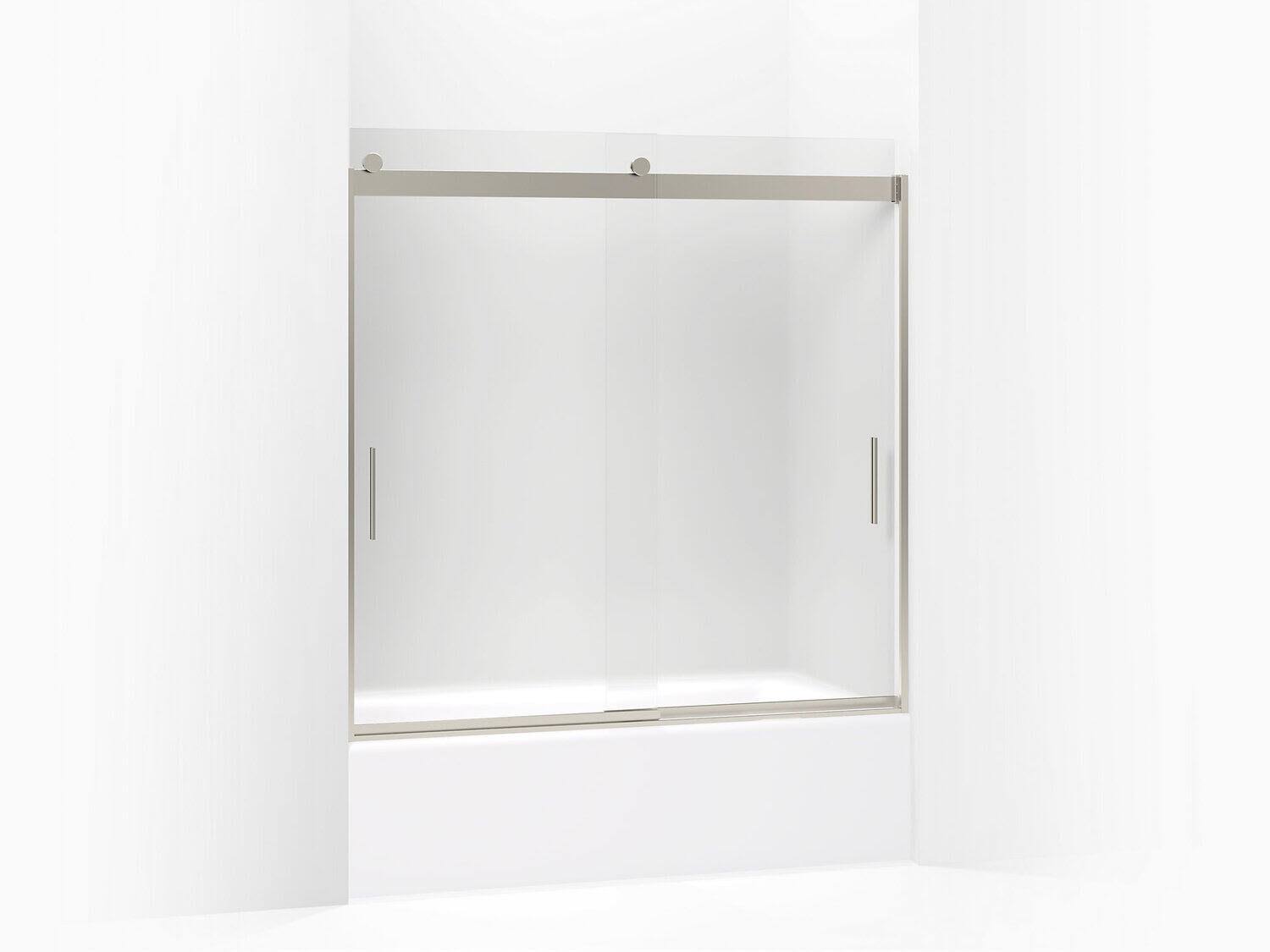 Frameless Sliding Bath Door with Frosted Glass, Matte Nickel Z7744