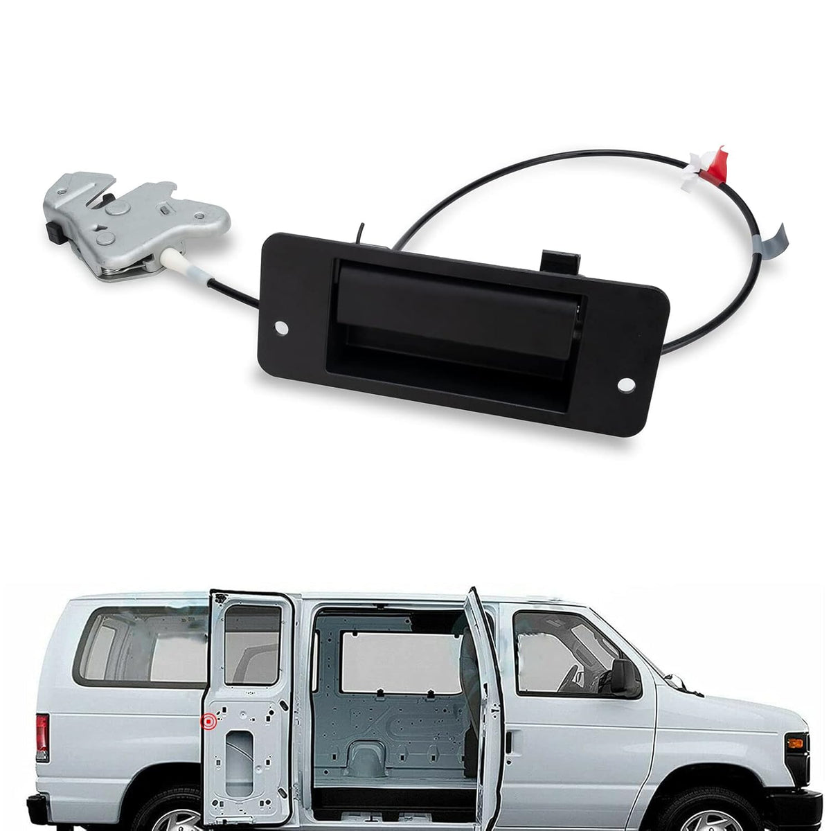 Right Side Rear Exterior Cargo Door Handle & License Plate Housing Frame Bracket for 08-21 Ford E150 E250 E350 E450, Pack of 2 Y719