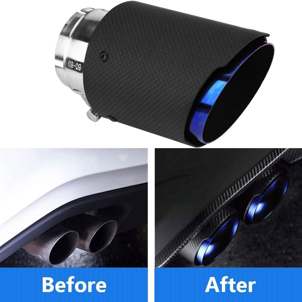 2.5" Inlet Exhaust Tip Carbon Fiber Matte Car Exhaust Tailpipe Tip Pack of 2 Z607
