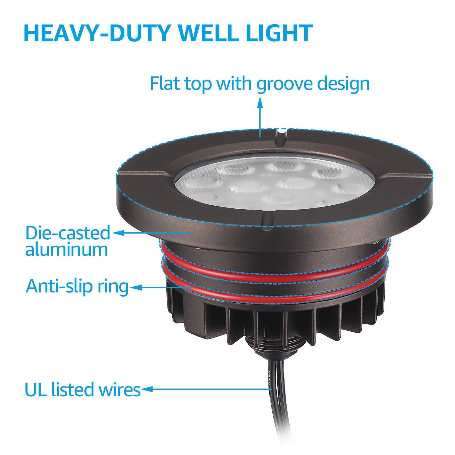 6W Flat Top Well Light Low Voltage 3000K Warm White 6Pack B812348