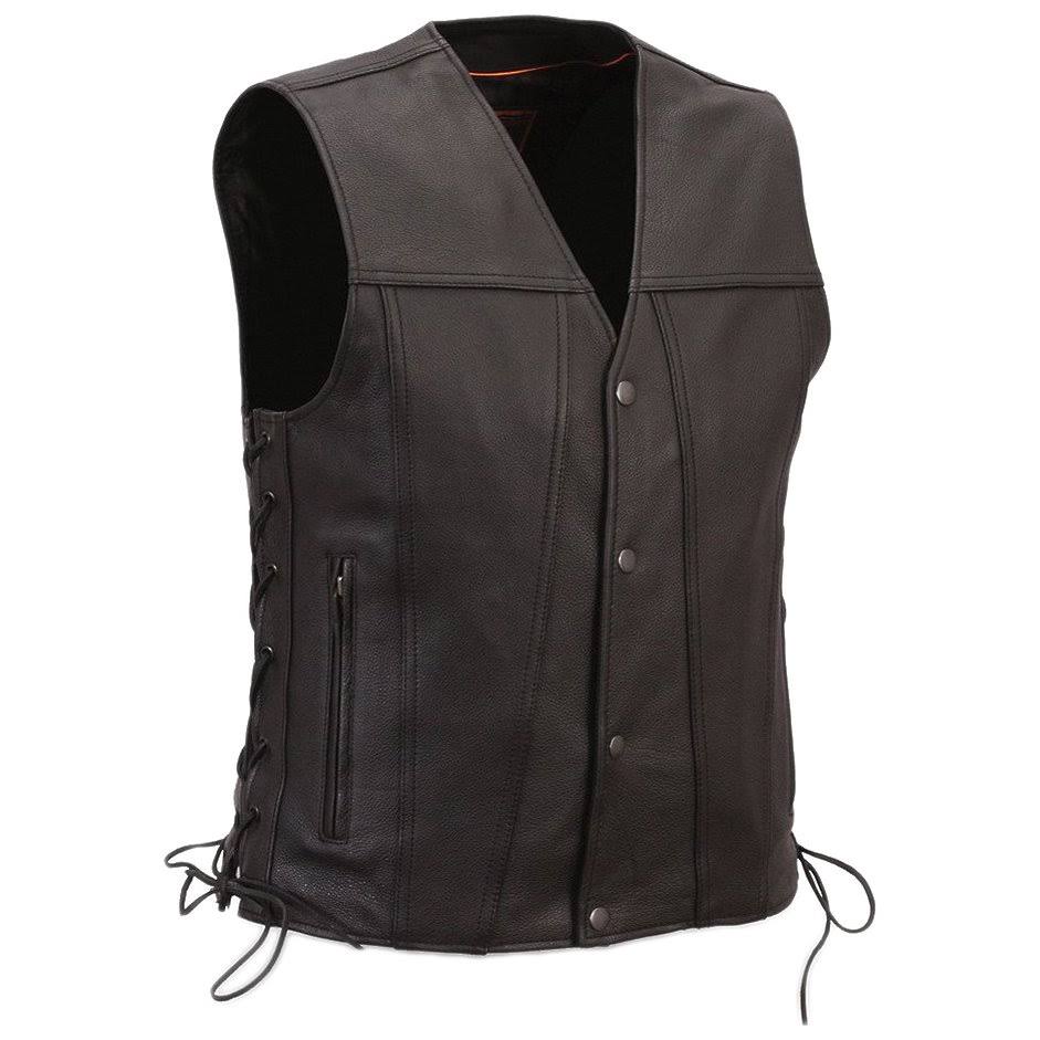 Men's Leather Motorcycle Vest 4XL Black M551951