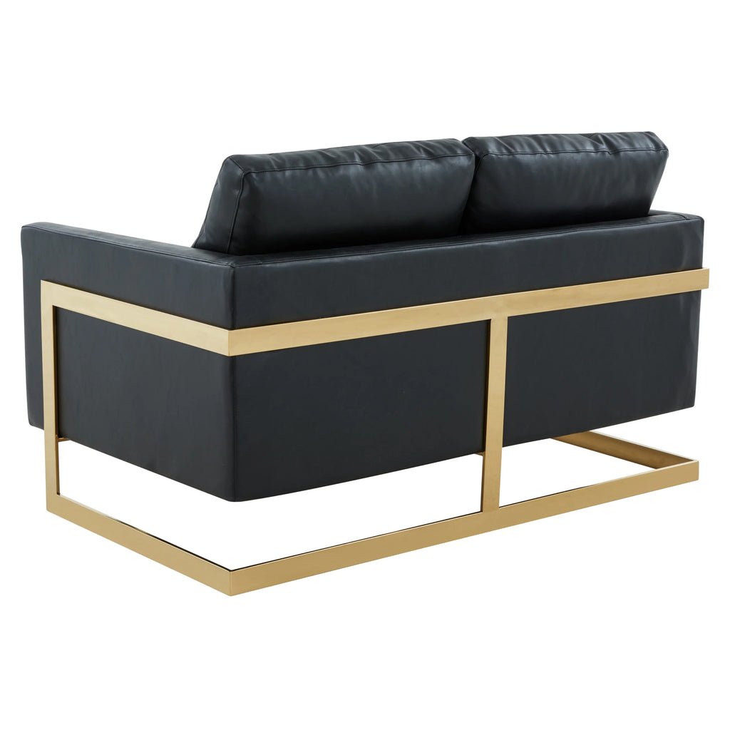 Black Leather Upholstered Loveseat A3363
