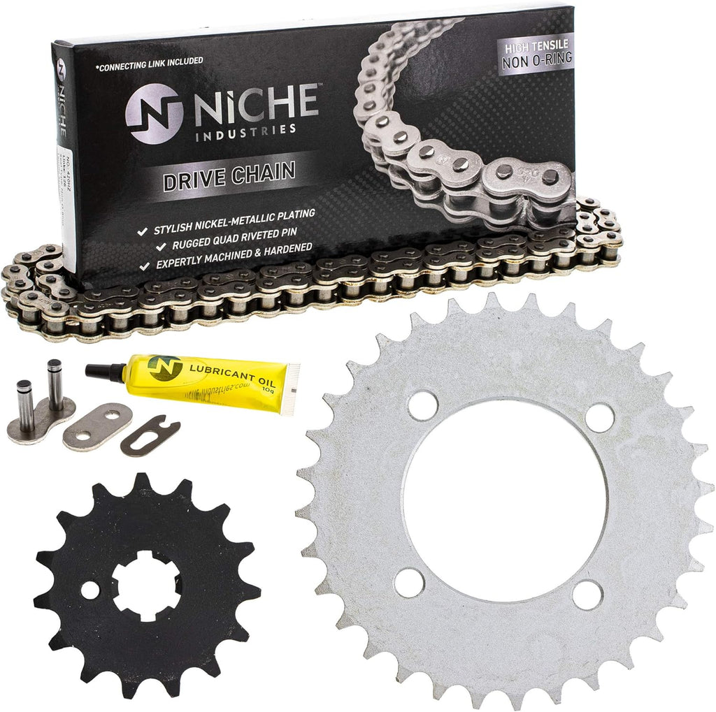 Drive Sprocket Chain Combo Front 15 Rear 32 Tooth 420HZ Standard 84 Links Pack of 2 A841