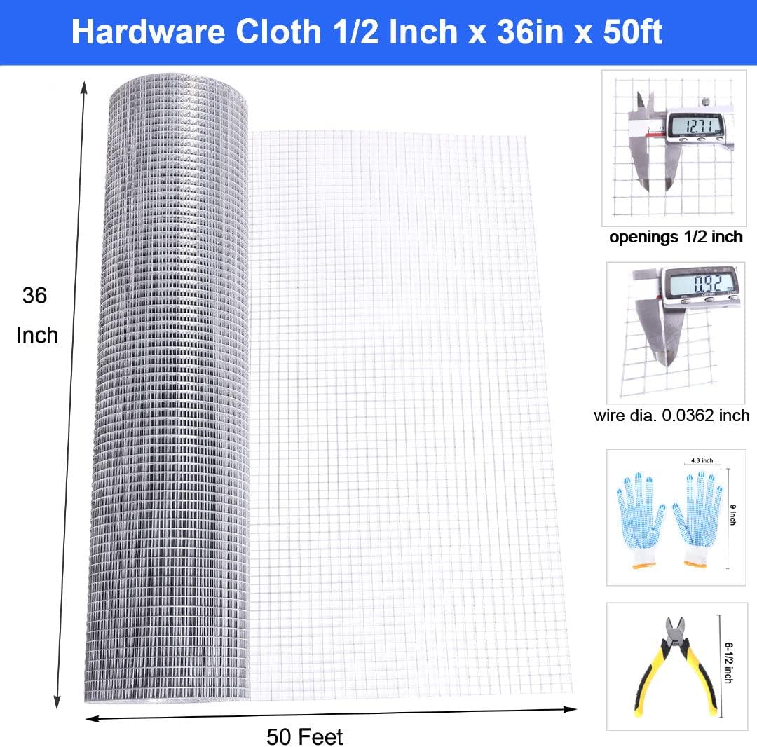 36x50 1/2 In 19Ga Hot Dipped Galvanized Welded Wire Mesh Roll Pack of 2 Q4224