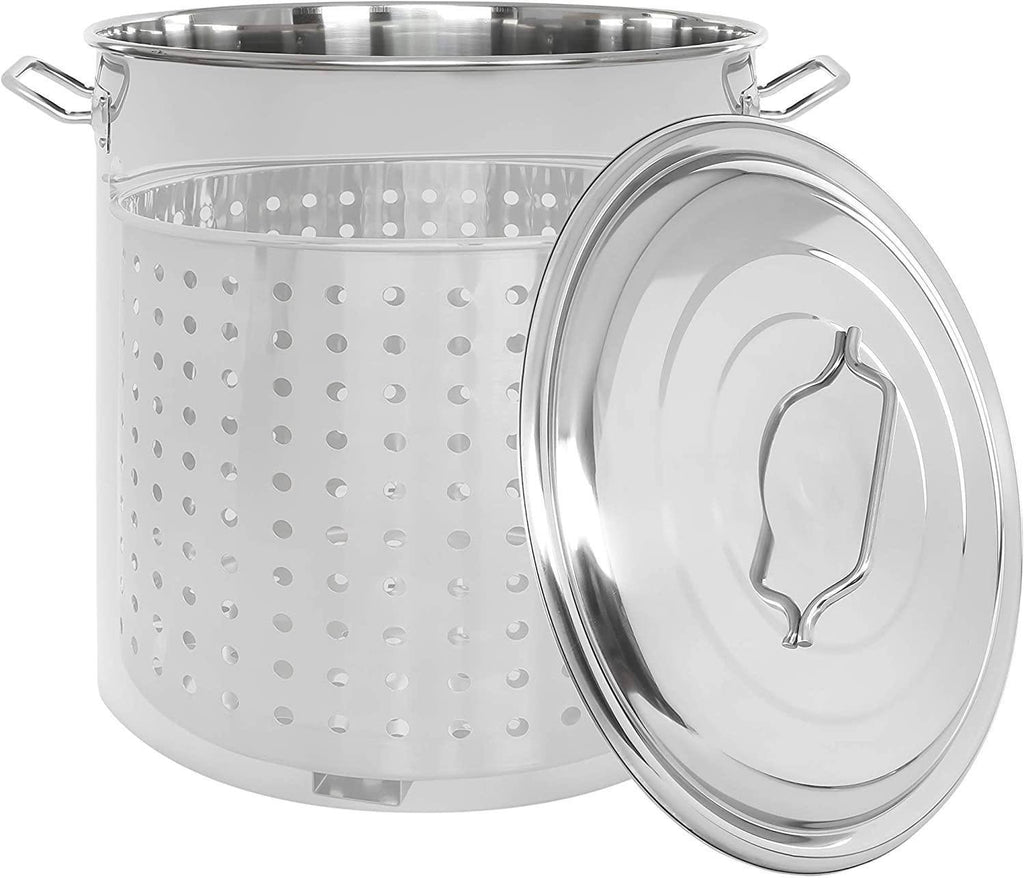 160 Quart Stainless Steel Stock Pot with Steamer Basket B38547