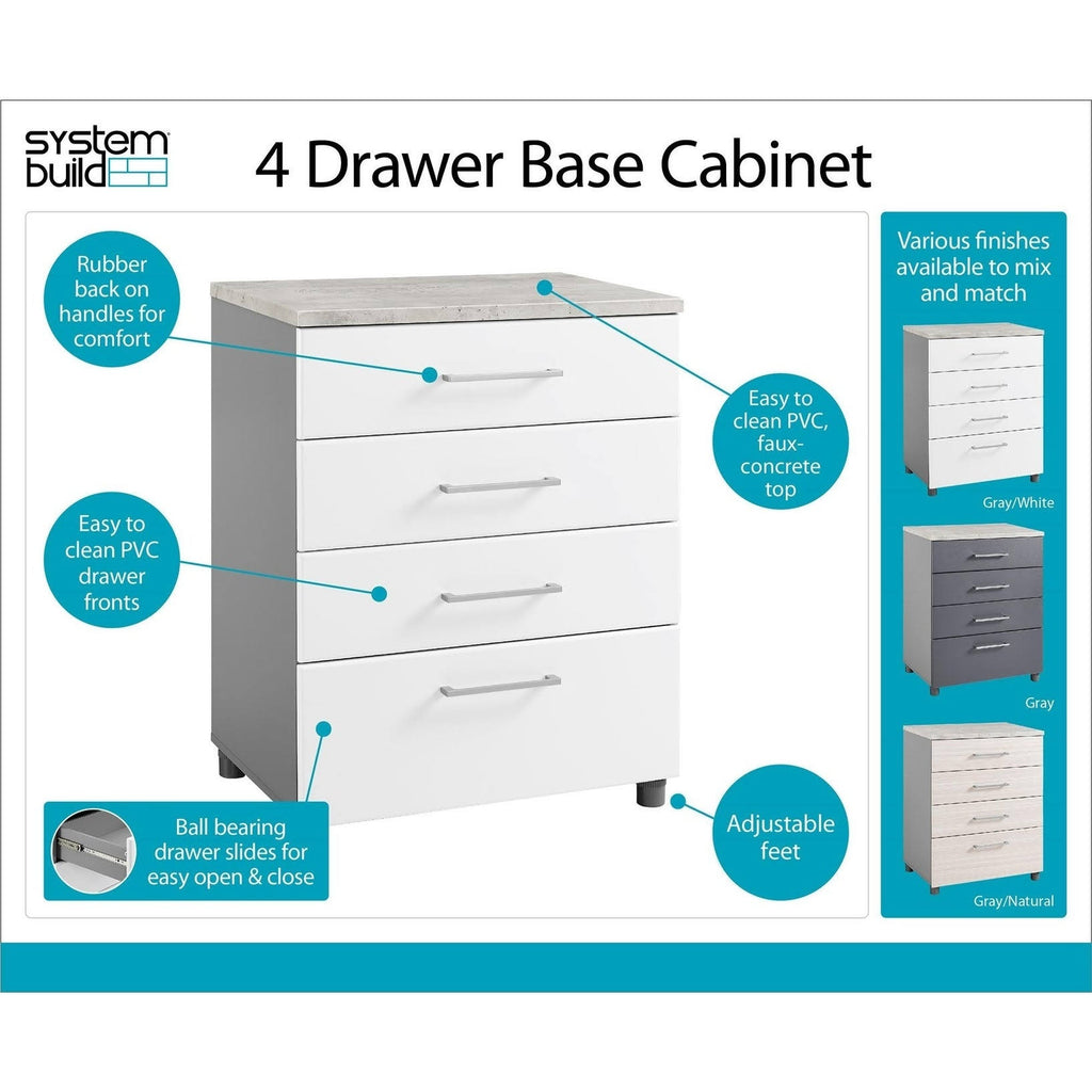 White 4 Drawer Base Cabinet P132
